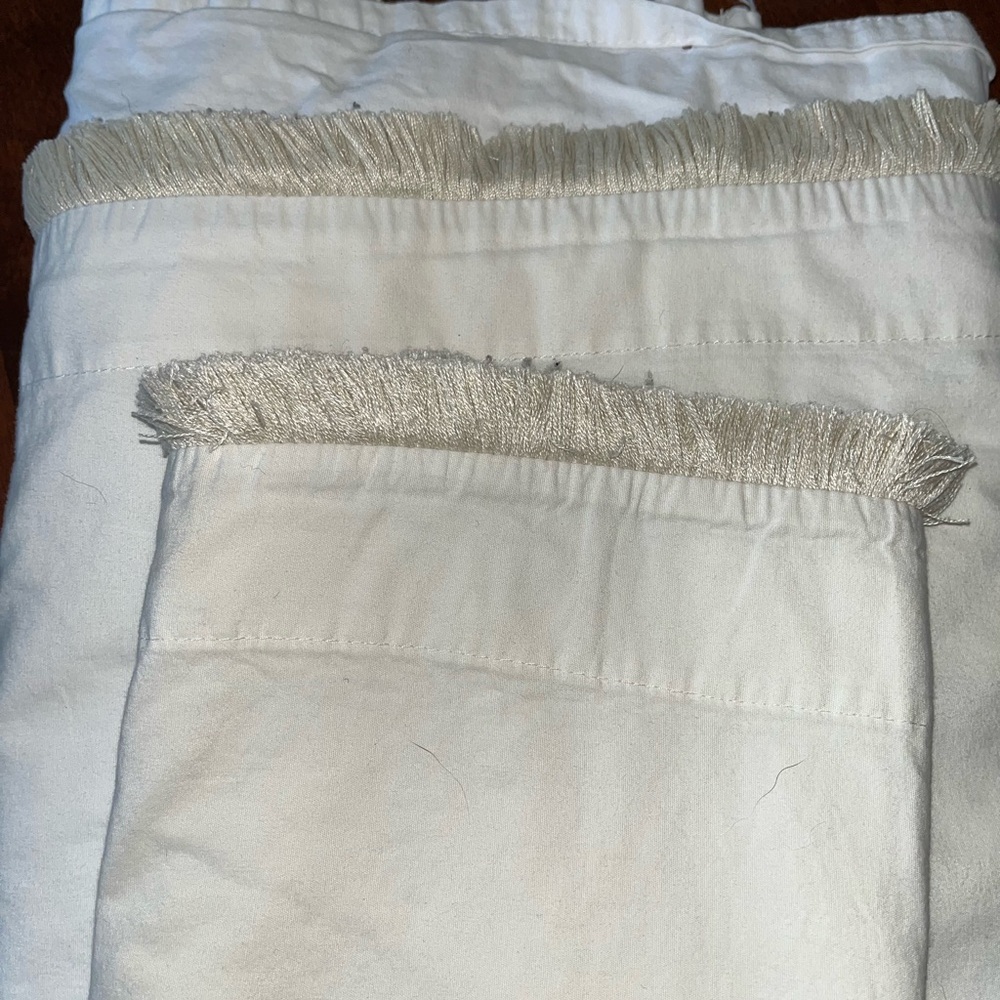 Dorm Ready!  White Fringe pillow case, top and fitted sheet, Opal House